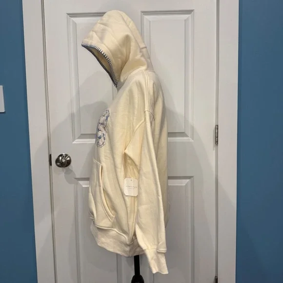 Altar'd State 1998 Patchwork Floral Gingham Hoodie Cream Blue Size XS NWT - Picture 6 of 8
